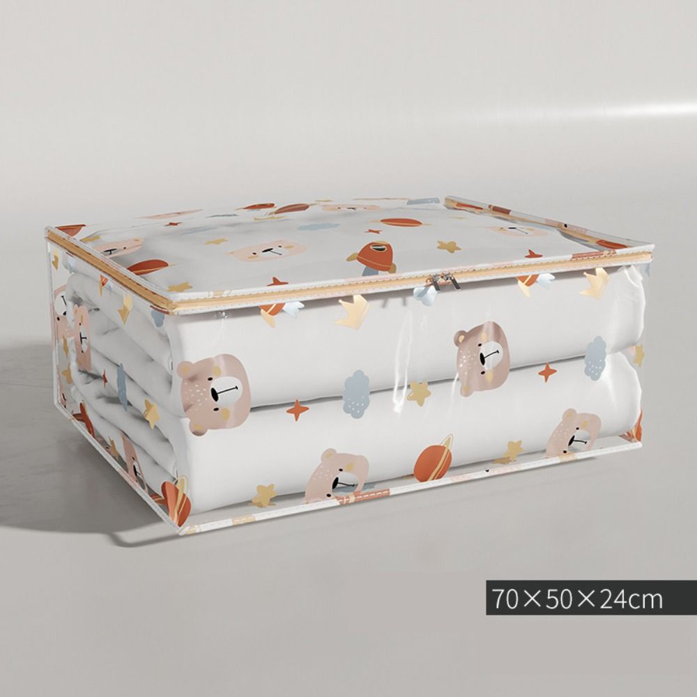 Large Capacity Household Clothes Organizer Dustproof Waterproof Transparent Quilt Bag New Printed Three-Dimensional Storage Bag