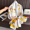 Long Silk Scarf Spring and Summer Thin Style Printed Scarf Beautiful Brocade Lotus Shawl Imitation Silk Scarf Gauze Scarf