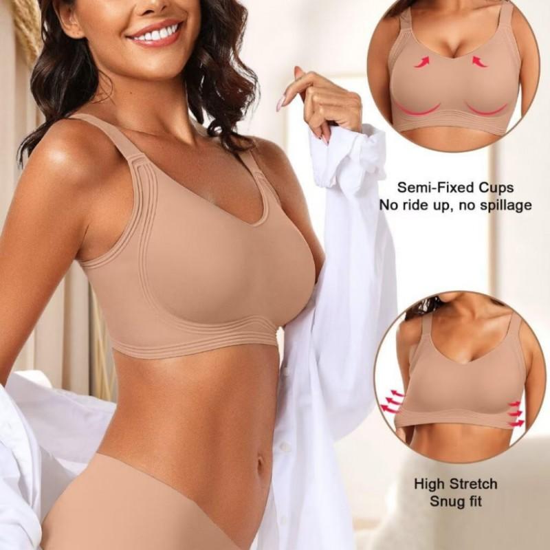 Womens Seamless Push-Up Bra Without Underwire Full Coverage Comfort Fit With Fixed Straps