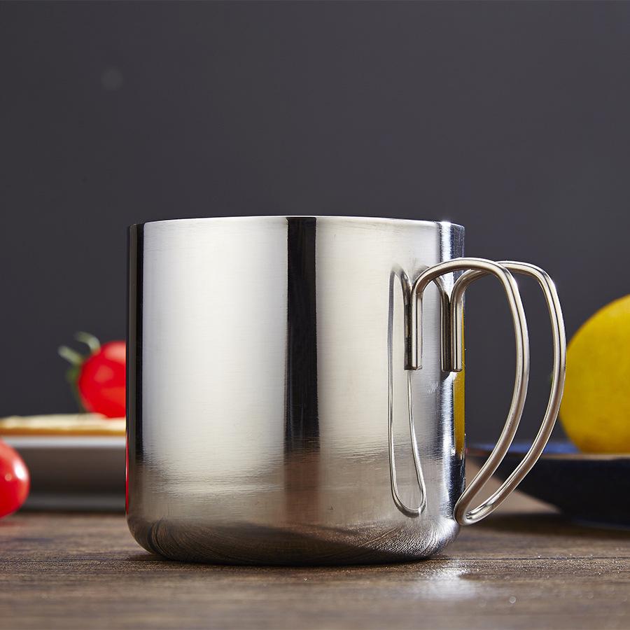304 Stainless Steel Portable Coffee Mug With Wire Handle