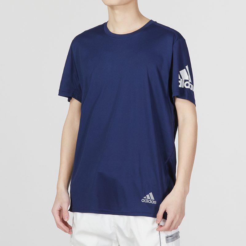 Adidas T Shirts Men's Navy Blue Crew Neck Moderate Straight Fit HM8446