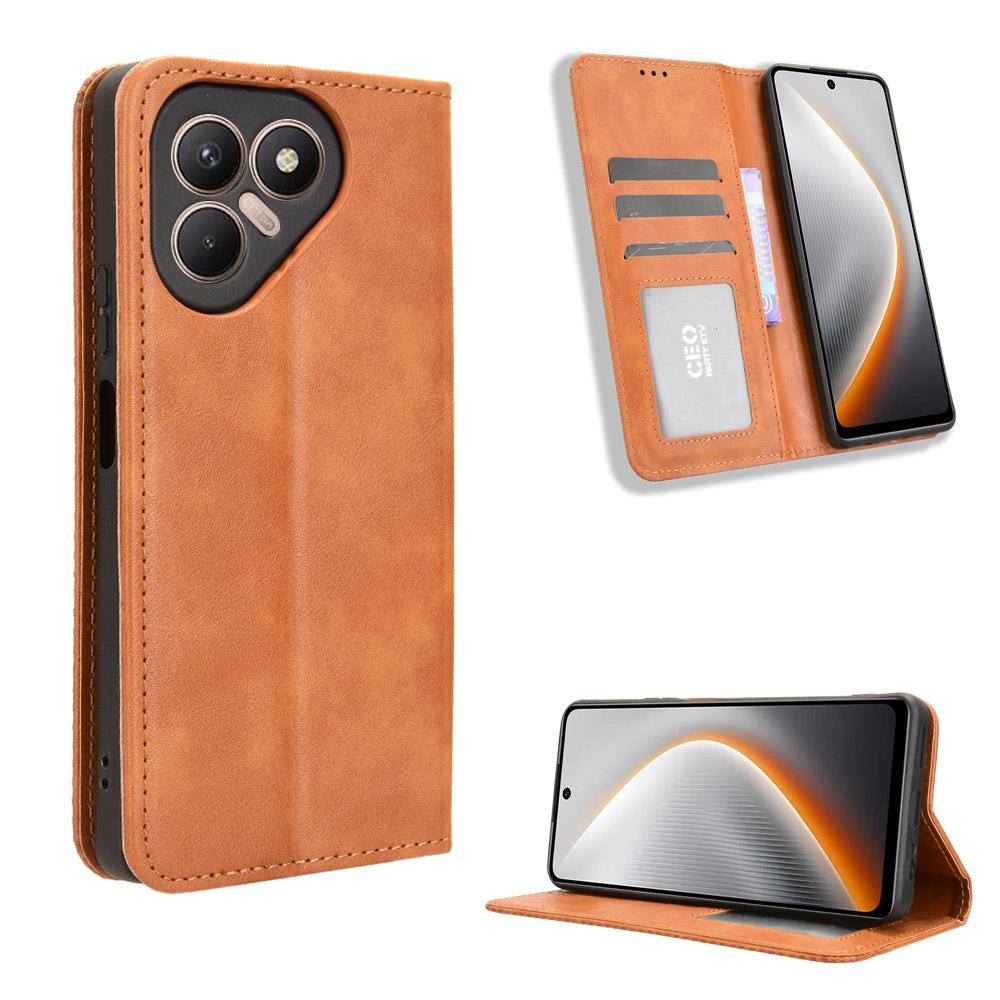 Flip Cases for Tecno Pova 7 PU Leather Full-Body Protection With [RFID Blocking] Shockproof Durable Retro Phone Case