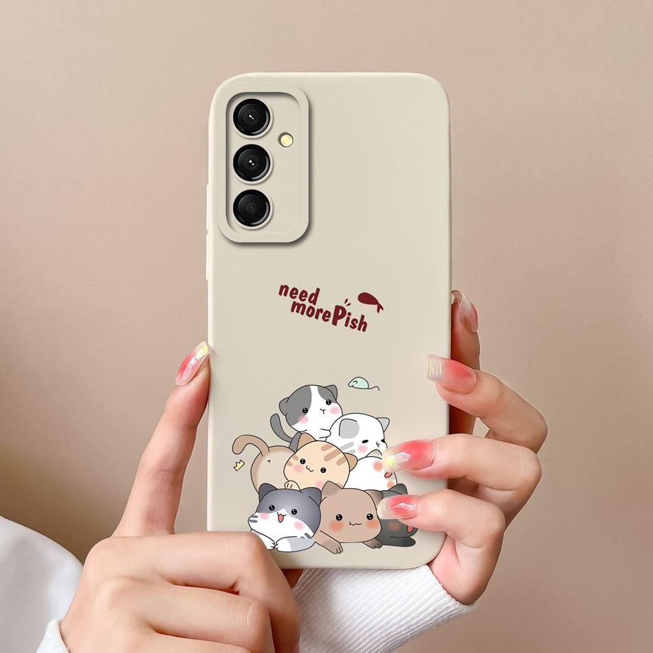For Samsung Galaxy M35 5G Case Cute Cat Full Coverage Phone Shell For Samsung M 35 Anti Drop Soft Liquid Silicone Back Covers