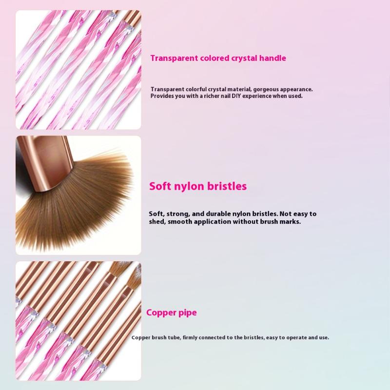 6-teiliges Acrylnagelbürsten-Set, Professionelle Nagelbürsten für Acrylanwendung Acrylpulver Nagelverlängerung und 3D-Nageldesign