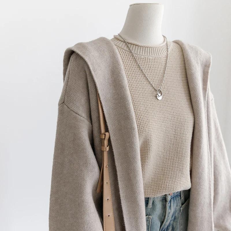 Cardigan Mantel für Damen Winter Oversize Verdickt Einfarbig Locker Langarm Mit Kapuze Cardigan Mantel Oberteil
