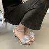 Sandals Summerbeautiful Rhinestone Flowerskirt-Matching Fairy Style Silver Ankle Strap Thin Heel High Heels