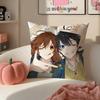 Sweet Romantic Japanese Anime HHorimiya Cushion Cover Pillowcase Short Plush Invisible Zipper Room Sofa Cushion Cover