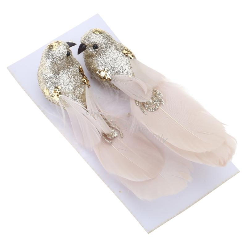 2Pcs Unique Feathered Bird Hanging Decoration Holiday Charm Foam Feathered Birds Hangings for Christmas Tree Adornment 6XDE