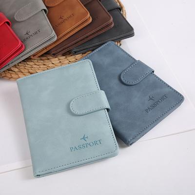 Leather Passport Holder Covers Case Waterproof Travel Credit Card Wallet Cute Passport Book for Women/Men Buckle Passport Cover