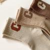 Children Socks Mid Calf Combed Cotton Warm Stylish C Letter Kids Socks for Autumn Winter