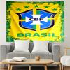 Brazilian Football Emblem Printed Printed Tapestry, for Bedroom,Livingroom, Dormitory, Large Wall Decor, Fabric Decor Fan Birthday Gifts
