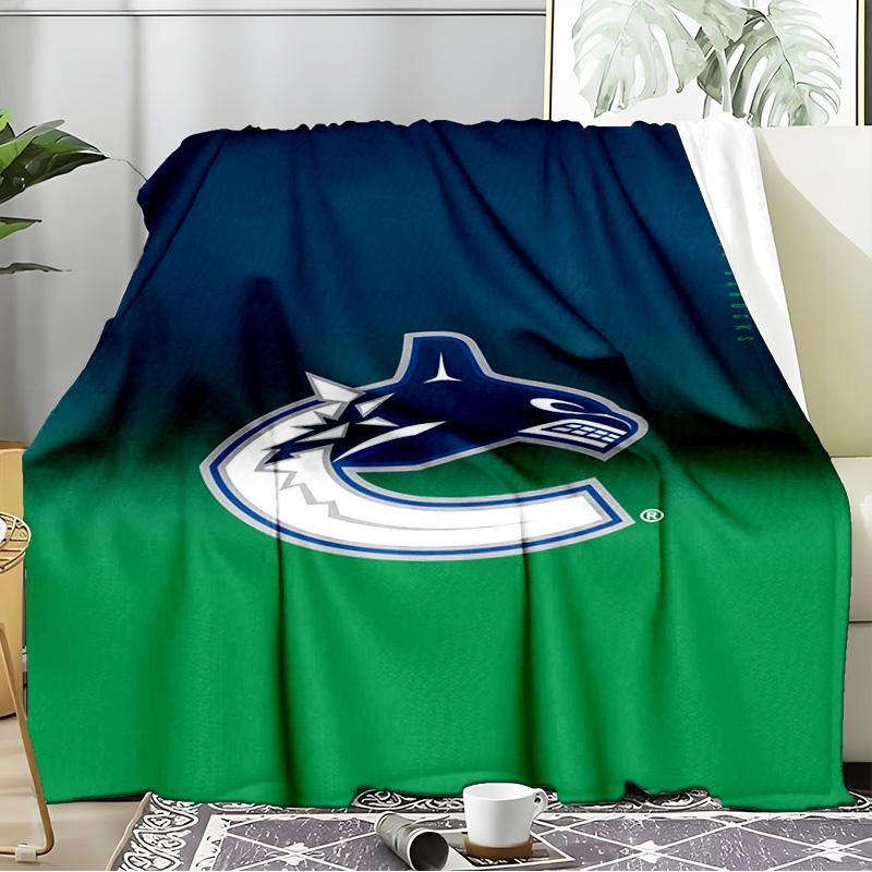Hockey Team Vancouver-Canucks Blanket Flannel Throw for Sofa, Indoor, Camping, Living Room, Office, Chair, And Bed Soft Birthday Gift