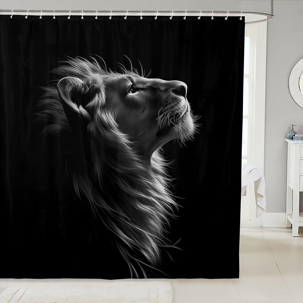Cheetah Print Shower Curtain, African Leopard Animal Design, Red Floral Black Waterproof Panel With Hooks