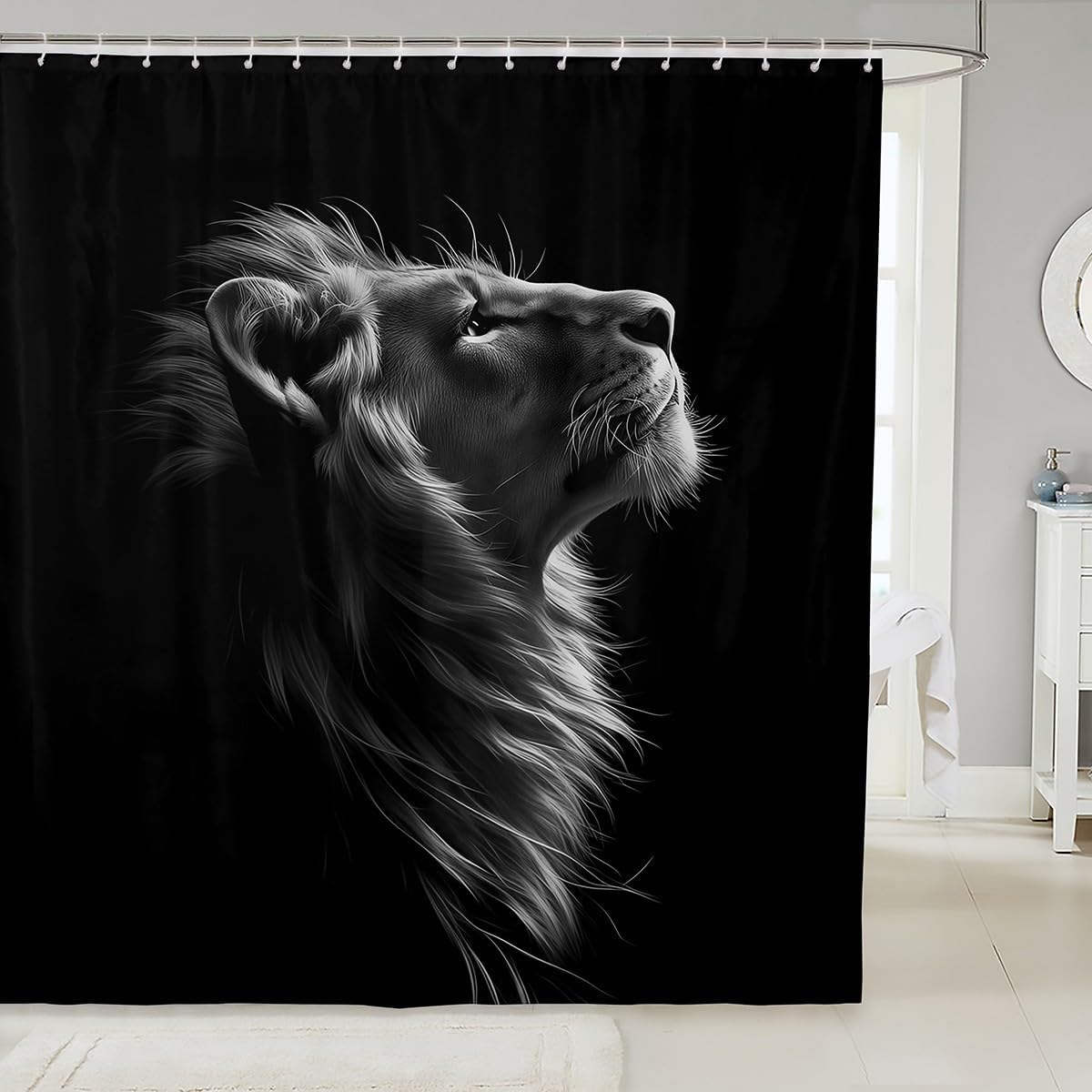 

Cheetah Print Shower Curtain, African Leopard Animal Design, Red Floral Black Waterproof Panel With Hooks W60H190(CM)-1 Pcs