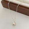 Instagram Style 925 Pure Silver Single Natural Pearl Necklace for Women's Elegance, Light Luxury, Irregular Feeling Pendant with Collar Chain