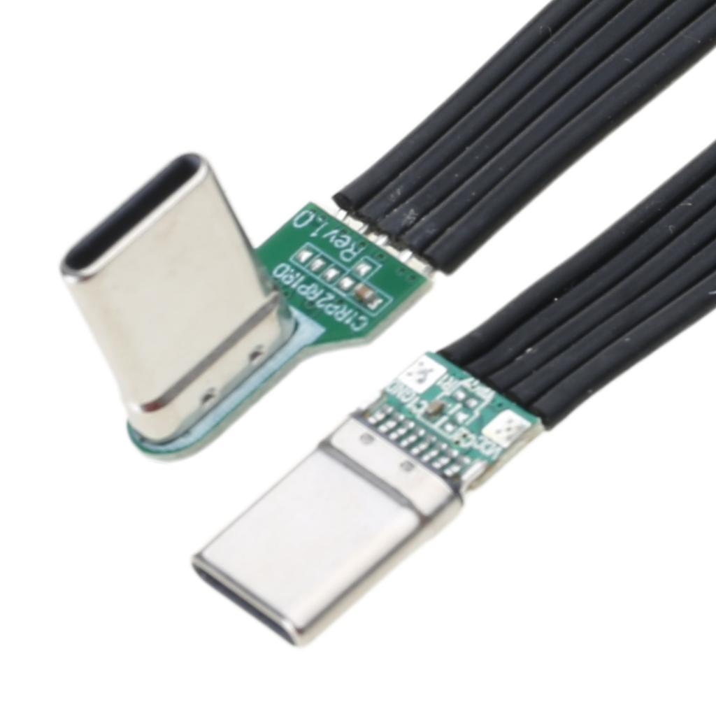 Bendable Type C To Type C Flat Silicone Soft Wire Left and Right Angles 8 Length Optioning for Cameras and Electronics