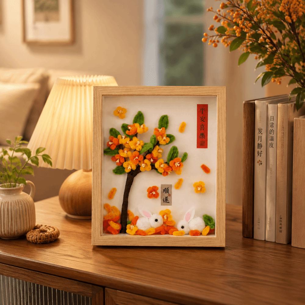 DIY Mid-Autumn Festival Gift Rabbit Flower Decorative Painting Handmade Gifts Material Kit Osmanthus Tree Desktop Ornaments
