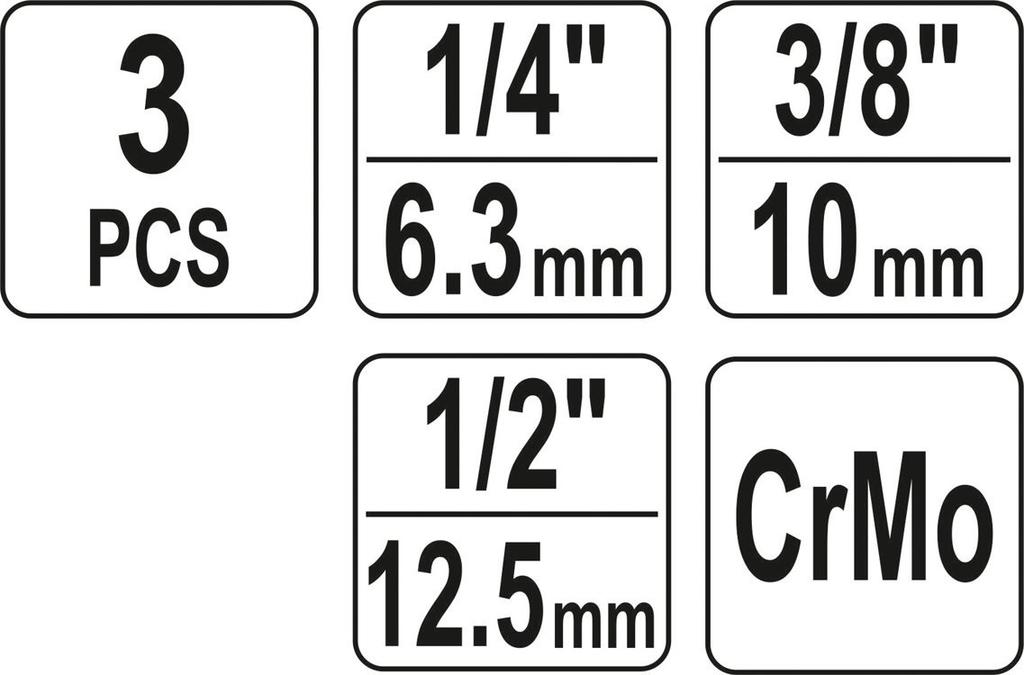 Impact Joint Set 1/4"" 3/8"" 1/2 Yt-10643 Yato