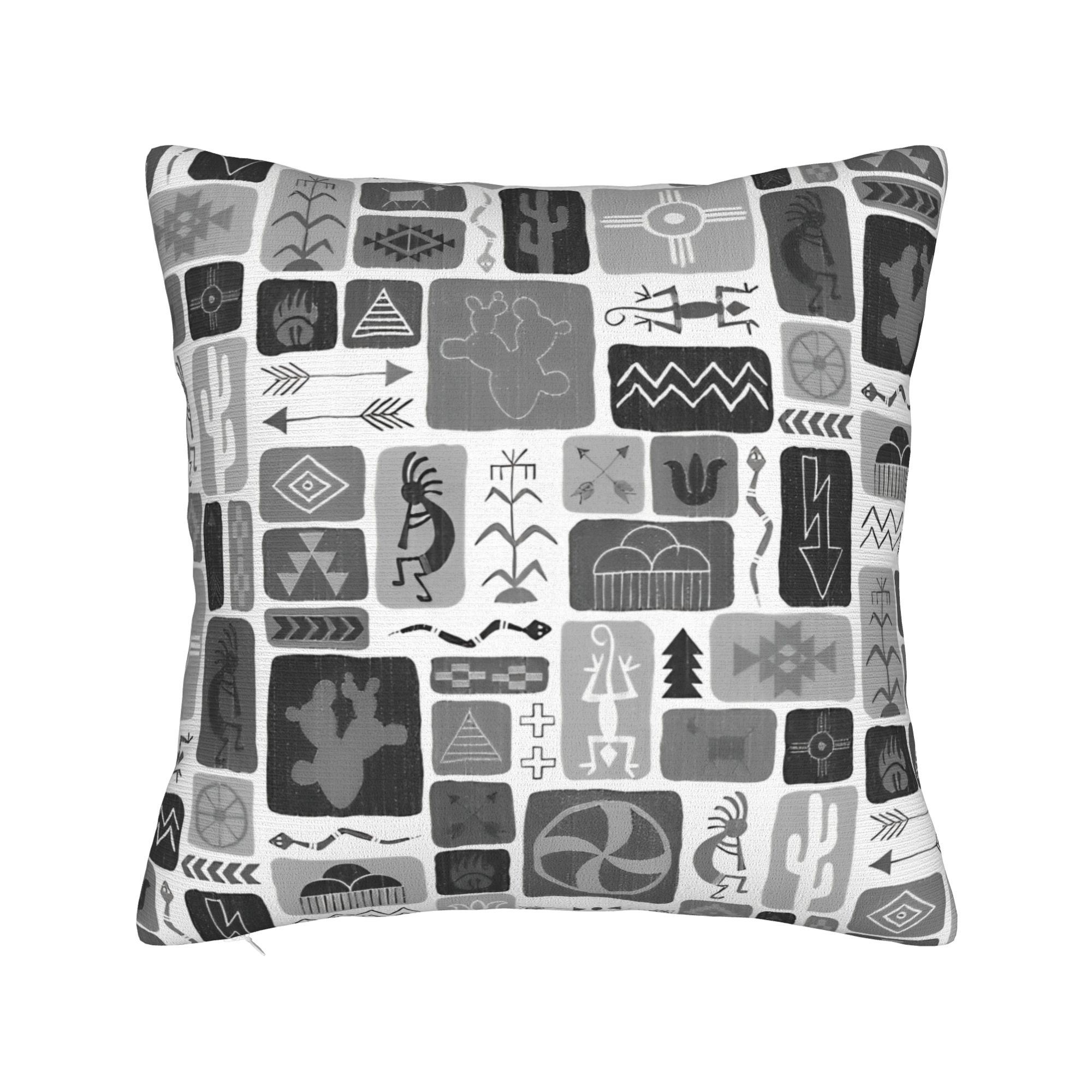 Kokopelli  Aztec Pattern  African Tribal Native American Throw Pillow Cover Throw Pillow Kokopelli  Customized Pillowcase 30x30cm 12x12in