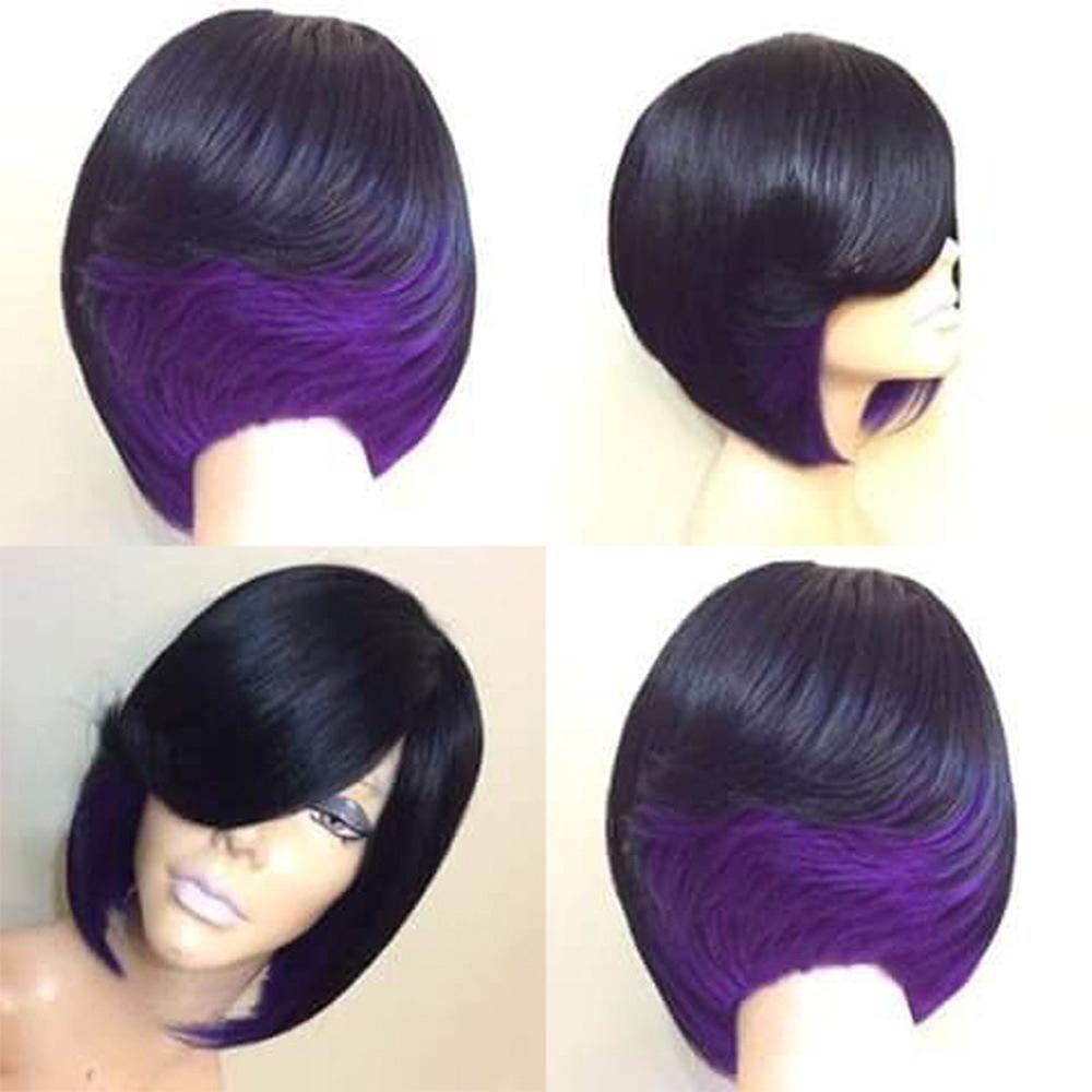 Elegant Short Mix Color Hair Wig With Natural Straight Synthetic Hair For Cosplay
