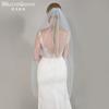 Plain Solid Color Tulle Bridal Veil Single Layer Soft Flowy Simple Wedding Veil White Lavender Light Blue Floor Length Veil For Bride Elopement Shoot