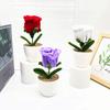 Multi Colored Plush Twisted Rod Rose Potted Desktop Decoration Ornament For Office Decor