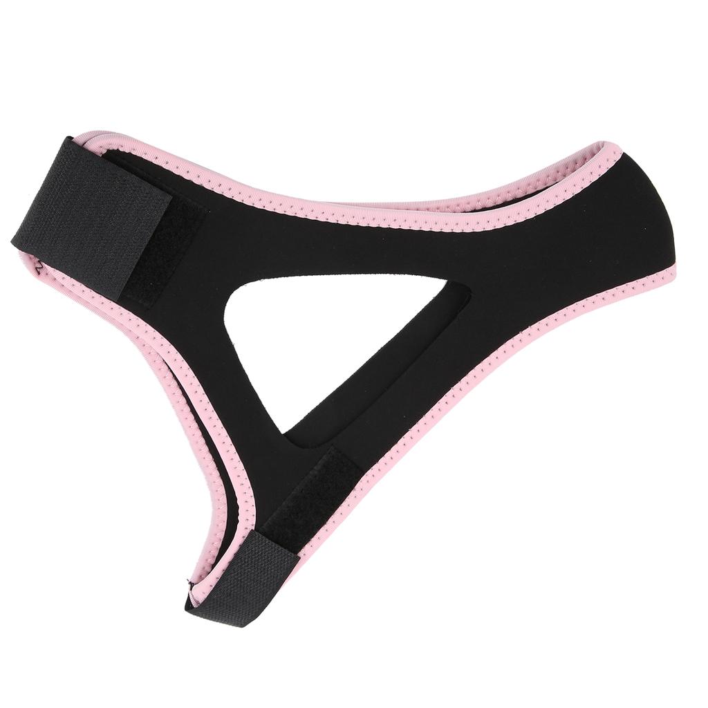 AntiSnoring Chin Strap Adjustable Breathable Stop Snoring Strap Jaw Support Belt(Black with Pink Edge )