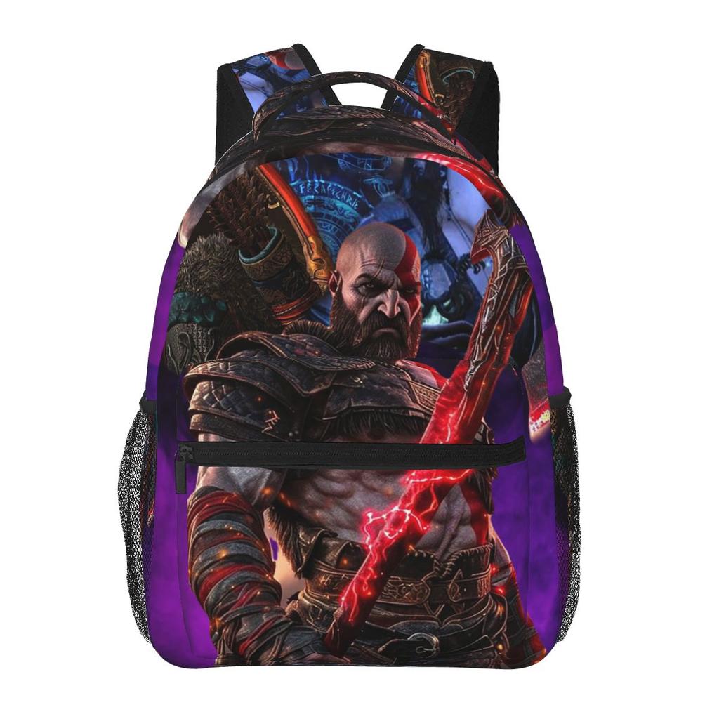Game God Of War Kratos Spartan Ghost Student Backpack School Bag Hiking Travel Daypack for Men Women  Bookbag Shoulder Bags