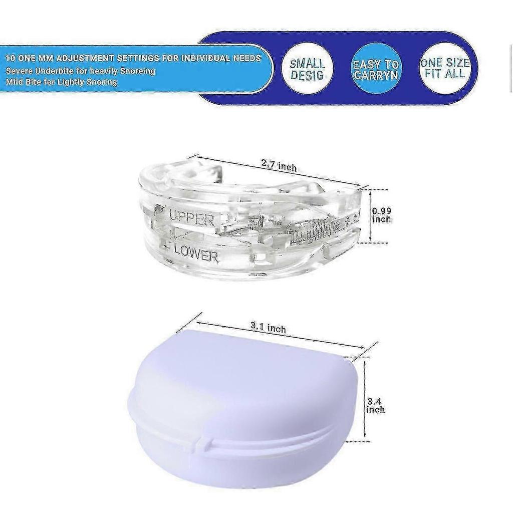 Anti-Snoring Mouthpiece Mandibular Advancement Device, Adjustable, BPA-Free, Compact, Effective Snoring Solution for Peaceful Sleep