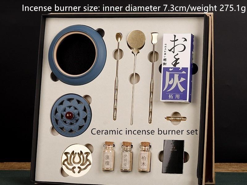 Pure Copper Incense Burner DIY Incense Seal Incense Road Entry Ceramic Set Incense Shovel Incense Spoon Extension Tool Gift Box