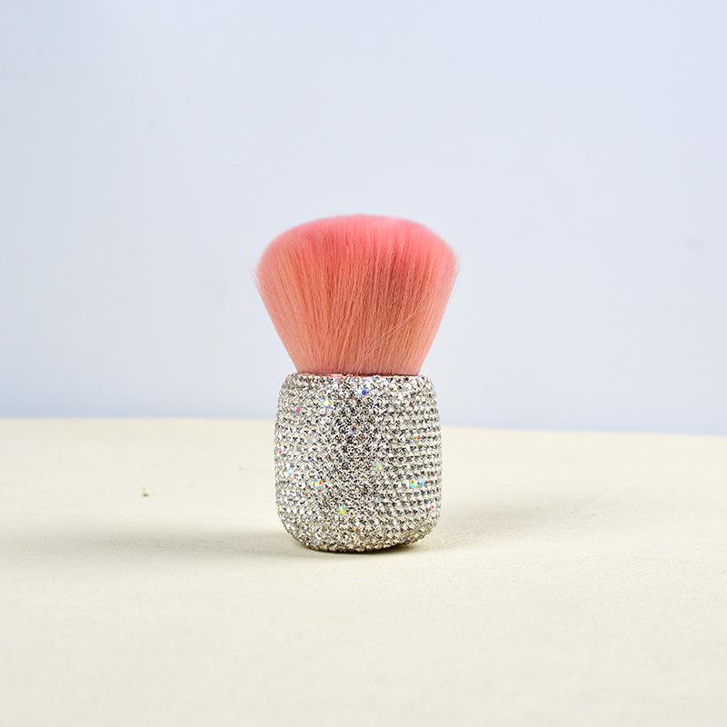 

Rhinestone Mushroom Head Makeup Brush: Large Multifunctional Powder, Blush & Setting Brush, Soft & Portable.