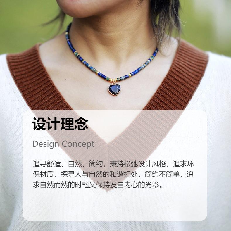 High-quality elongated stone Bohemian simple fashion pendant necklace European, American, Japanese and Korean popular jewelry natural stone jewelry