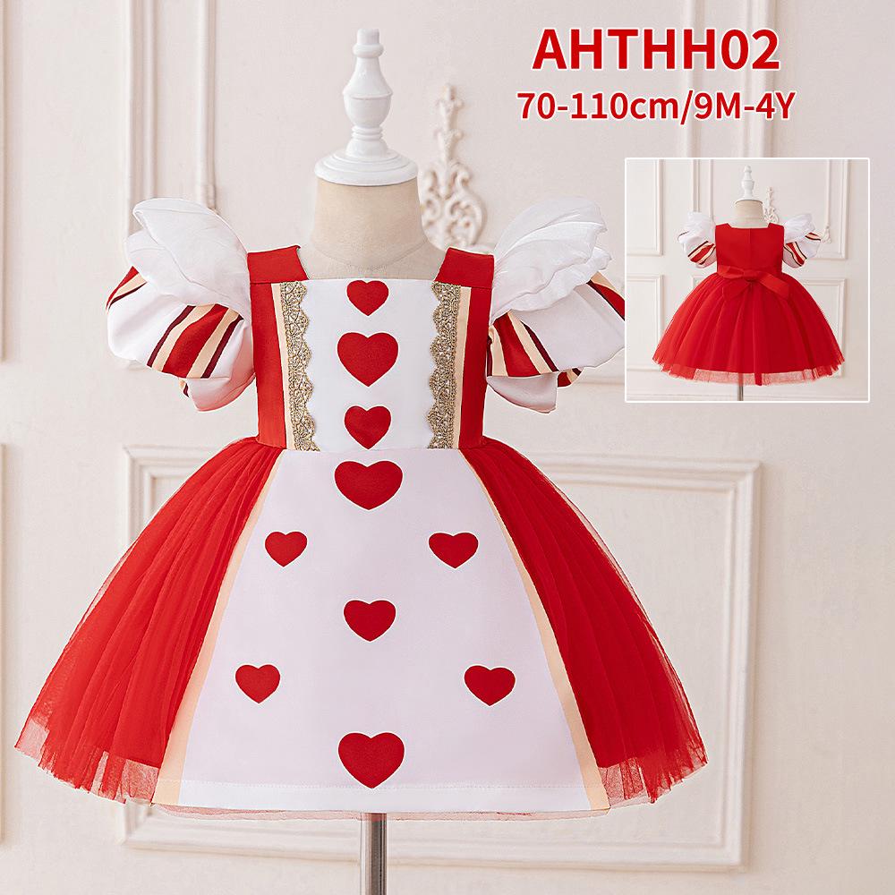 Queen of Hearts Girls’ Cosplay Dress for Alice In Wonderland Role-Playing