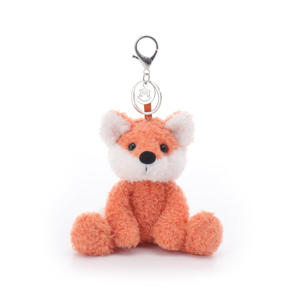 Apricot Lamb Velvet Fox Plush Toy, Cute Soft Keychain, Perfect for Boys and Girls, Fits Kids Backpacks and Purses, 12cm