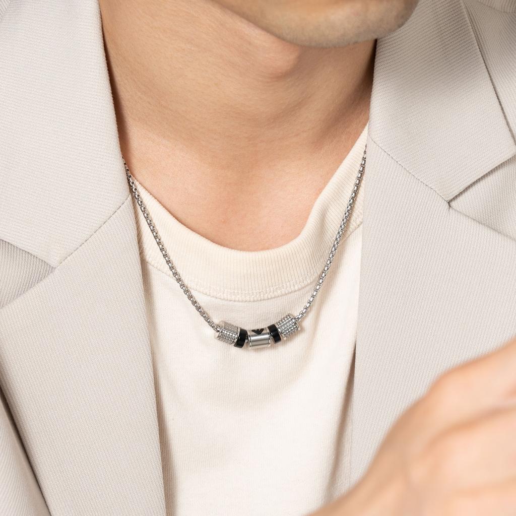 Emporio Armani Rondelle Collection Fashion Personality Stainless Steel Necklace Men Necklace EGS2998040