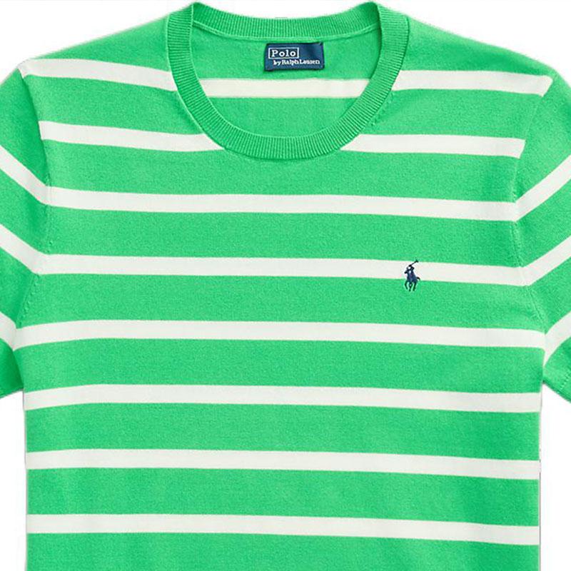 Polo Ralph Lauren Striped Short Sleeve Sweater Women Sweater Green WMPOSWENC020949-300