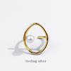 Geometric Hollow Simulated-pearl Ring for Women Silver Simple Line Open Rings Jewelry Accessory