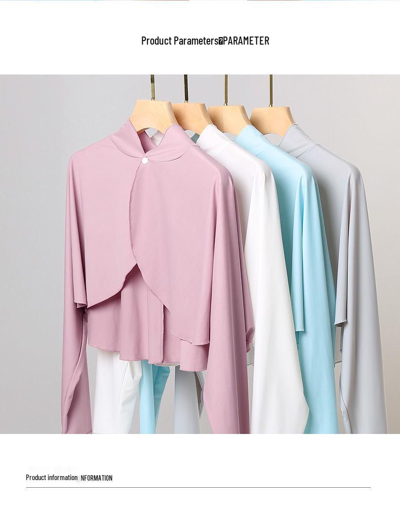 Ice Silk Women's Stand-Collar Sun Protection Shawl with UV Arm Sleeves for Summer Driving & Outdoor Cycling