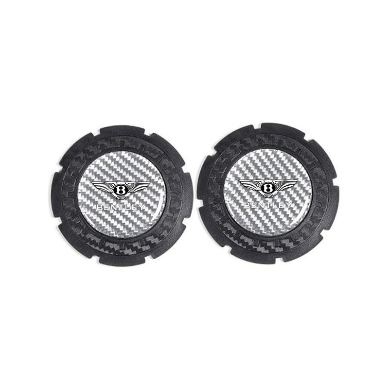 2PCS Carbon Fiber Car Water Cup Pads Decorative Coaster For New Bentley Flying Spur Continental GT Bentayga Mulsanne Accessories