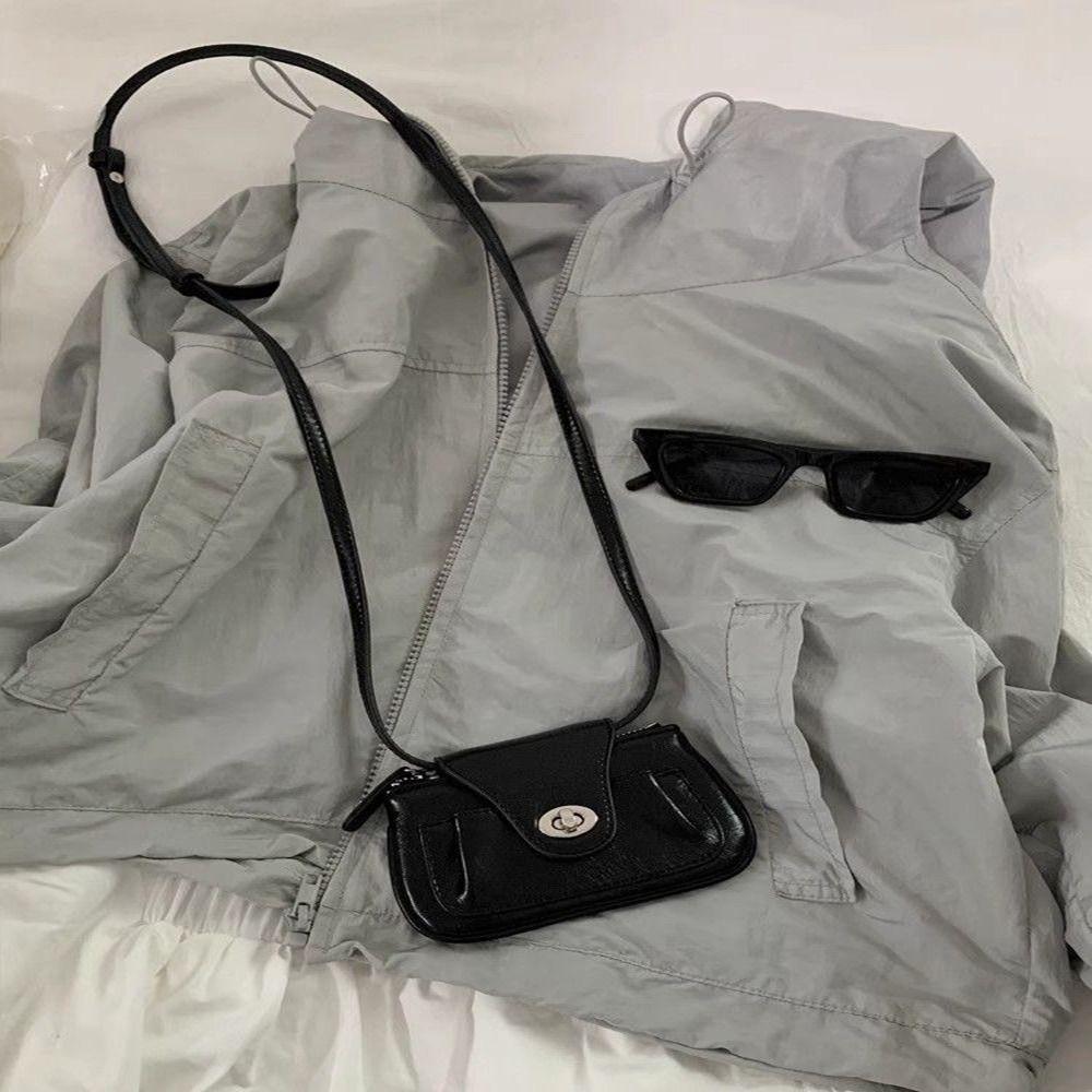

Black Crossbody Bag Chain Wallet Korean Style Messenger Bag Girls серебряный