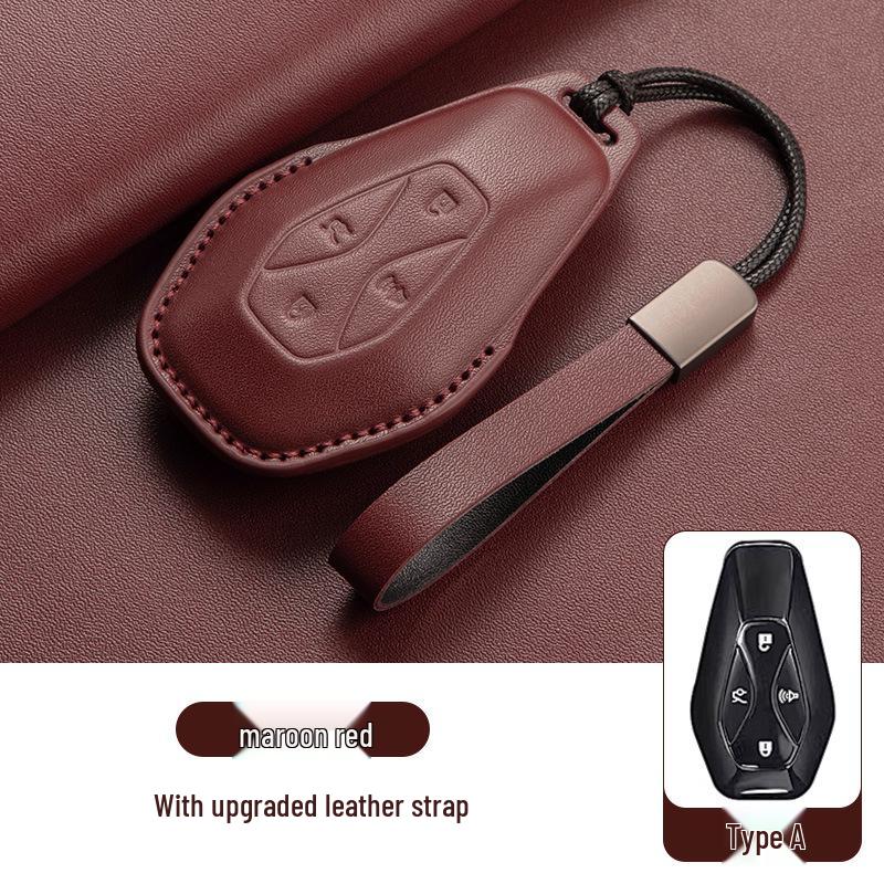 Genuine Leather Key Case for Jihu Alpha S5, Kaola T5, BAIC New Energy ARCFOX Cars
