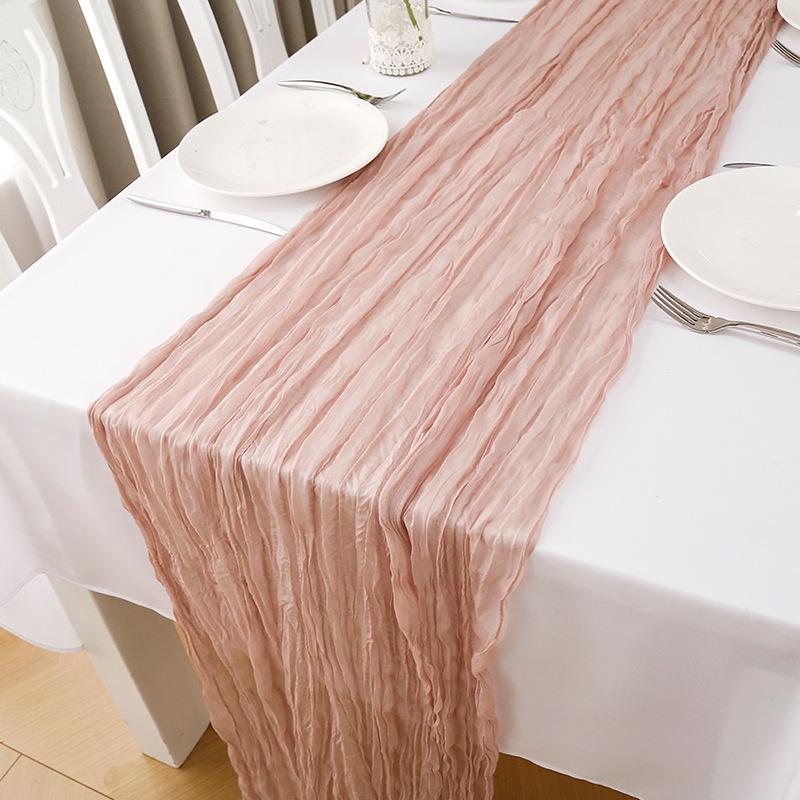 

180/300/400cm Cheesecloth Table Runner Boho Rustic Gauze Lavender Purple Table Runner Wedding Bridal Shower Birthday Decoration (as the picture,90x180cm)