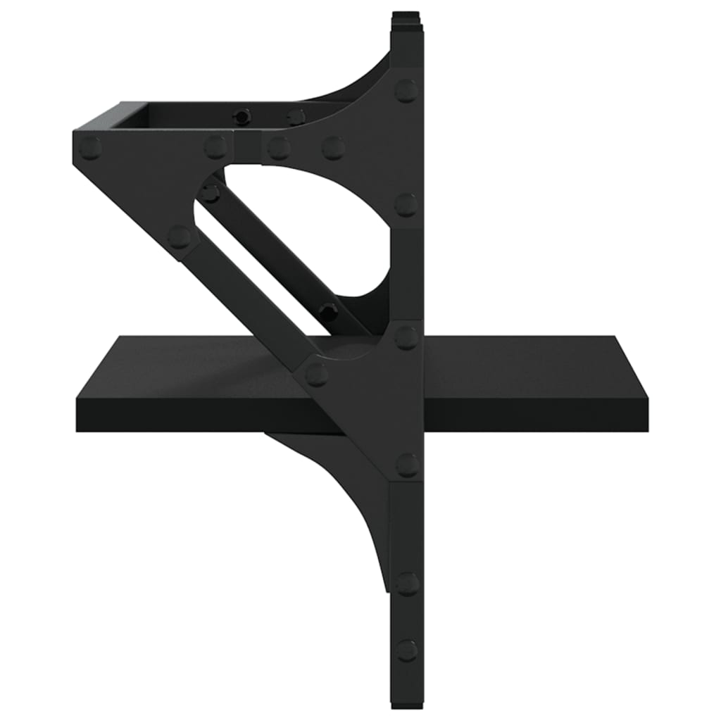 Wall Shelves with Rods 2 pcs Black 30 x 25 x 30 cm