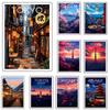 Japan Tokyo Travel Cityscape Manga Style Illustration Posters Canvas Printing Wall Art Picture for Living Room Home Decor Gifts