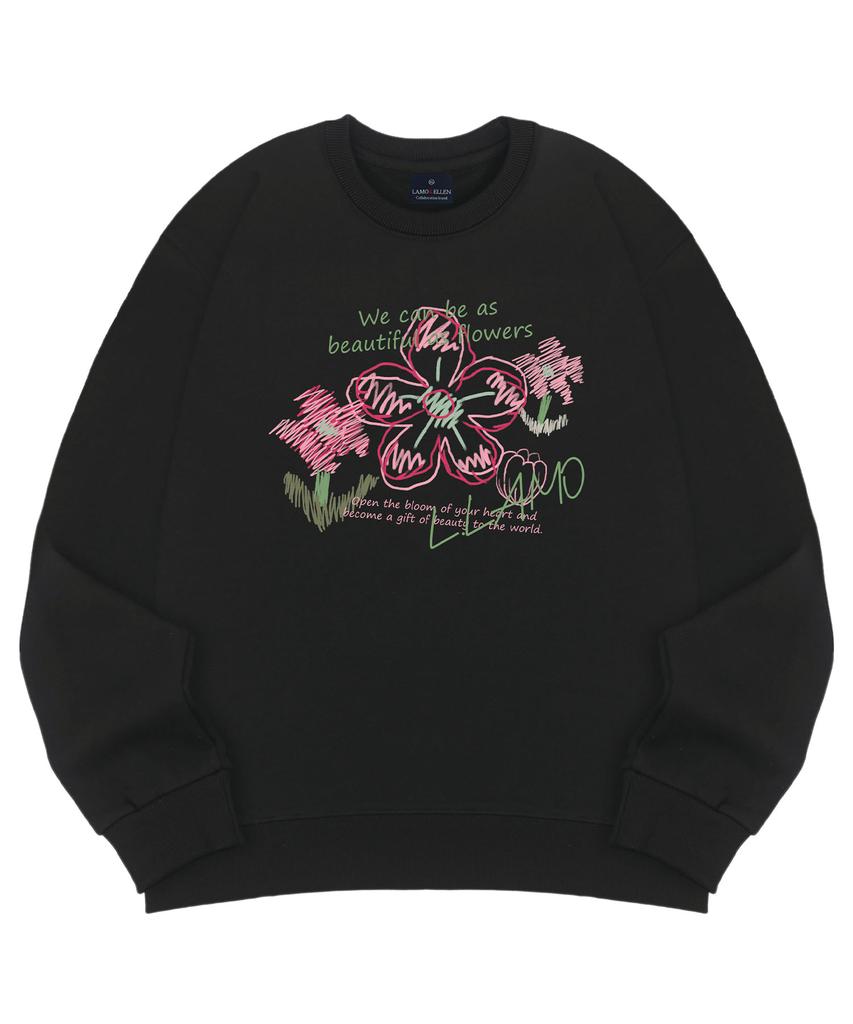 Ellamo Crayon Flower Oversized Sweatshirt