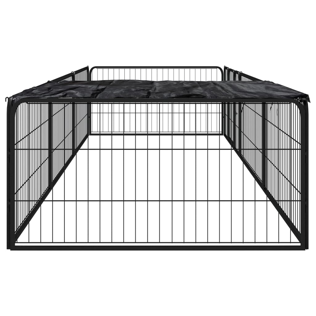 Vidaxl Kojec Dla Psa, 8 Panele, Czarny, 100X50 Cm, Stal