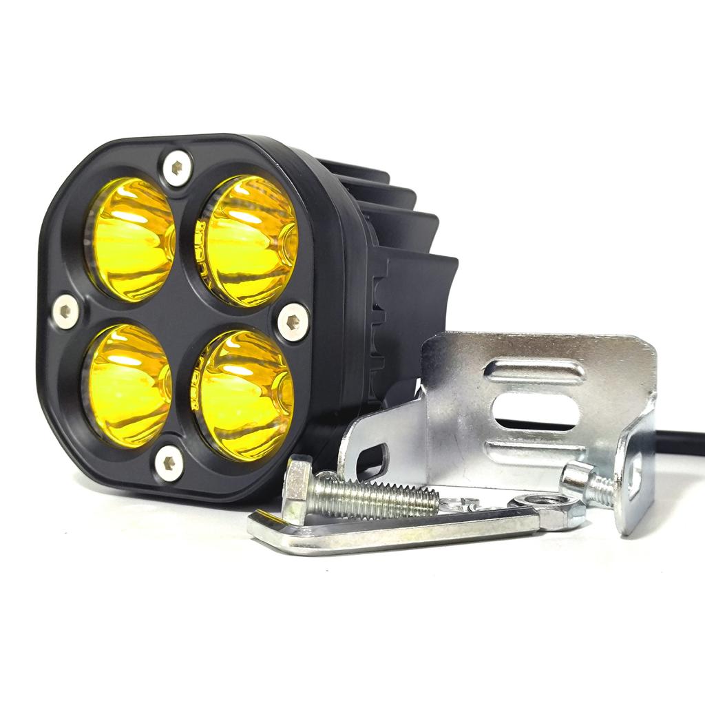 Motorcycle LED Headlights, Four-eye Spotlights, Four-leaf Clover Work Light 12-80V Waterproof 3-inch 4LED Spotlight