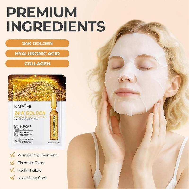 15 Pack Premium Moisturizing Face Sheet Mask, 24K Gold, Hyaluronic Acid & Vitamin C Face Mask Set, Hydrating, Skin Brightening, Anti-Wrinkle Real Dee
