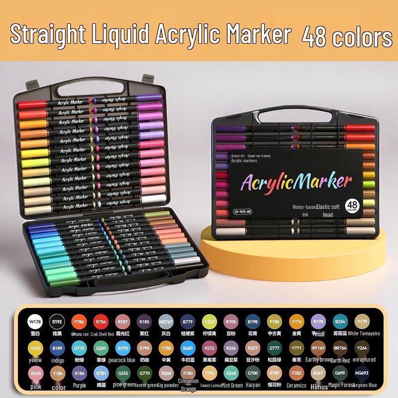 Soft Tip Liquid Ink Acrylic Marker Pen Set - 60 Colors for Student Art and Layering Techniques