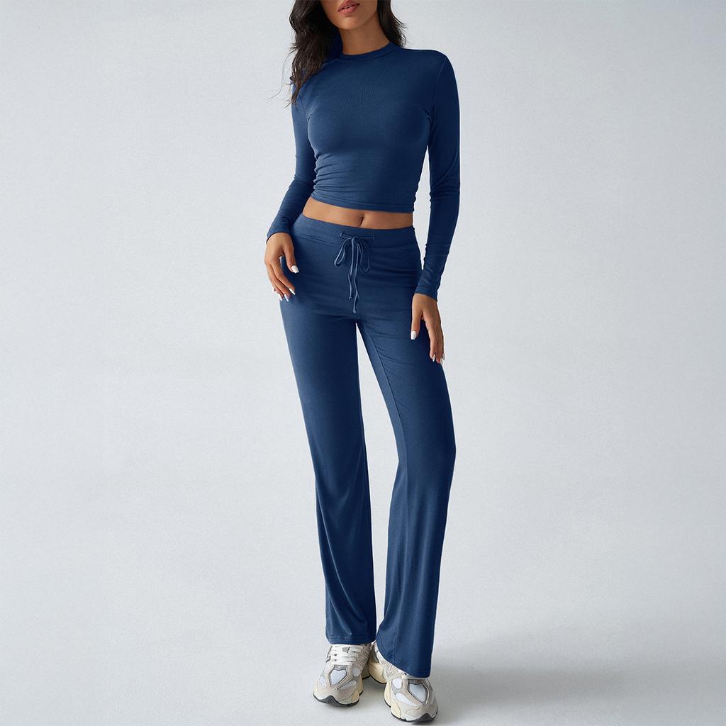 Autumn/winter Women's Y2K Casual Sports Style Slim Long Sleeve Top Lace-up Pants Suit